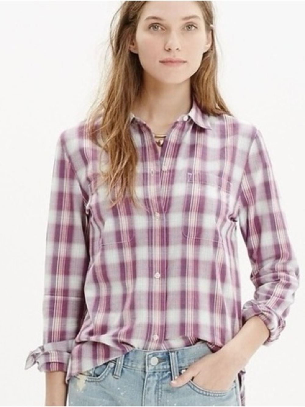 Madewell Ex-Boyfriend Shirt Manhasset Plaid Button Up Size Small